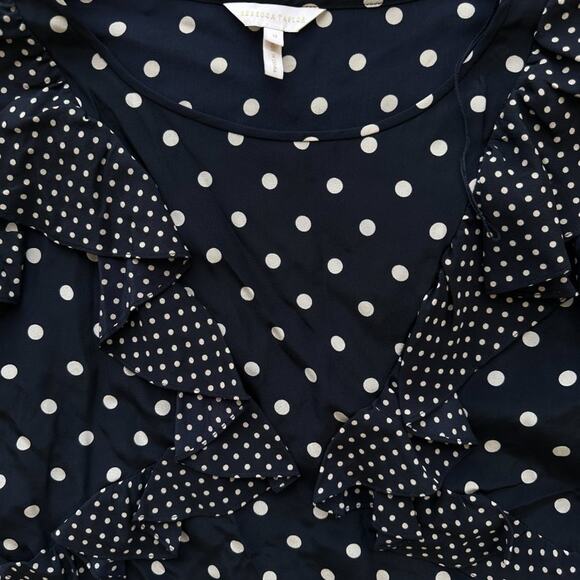Rebecca Taylor Long-Sleeve Ruffle Polka Dot 100% Silk Blouse size 0 - Picture 5 of 9